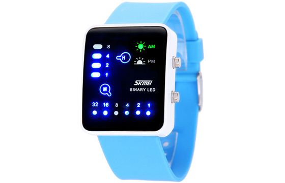 Δυαδικά ρολόγια Wristwatch EL Backlight των ρόδινων οδηγήσεων σιλικόνης ψηφιακά